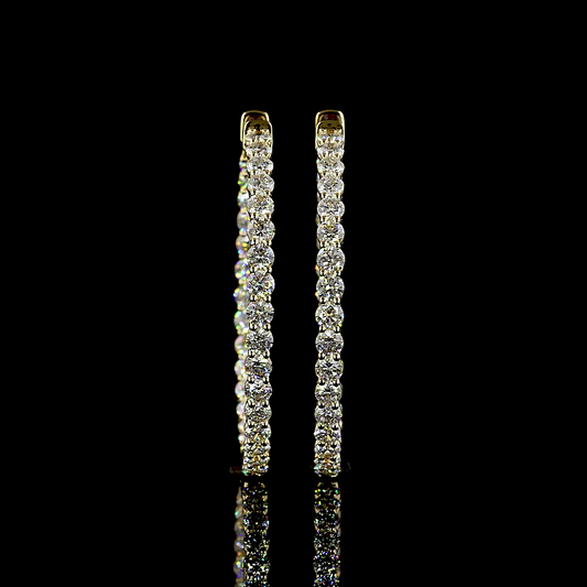 3.84 CTTW Round Lab Diamond Hoops Earring (E Color and VS Clarity)