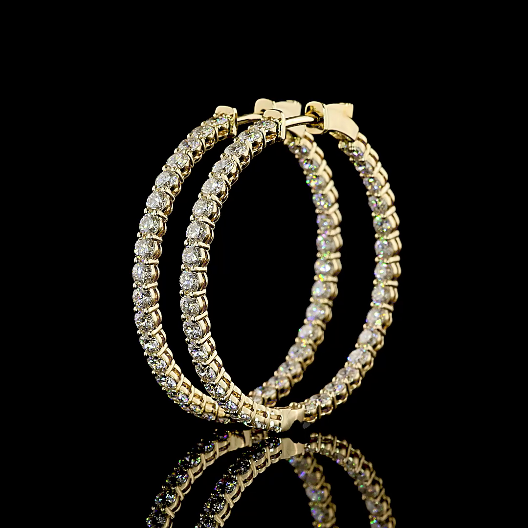 3.84 CTTW Round Lab Diamond Hoops Earring (E Color and VS Clarity)