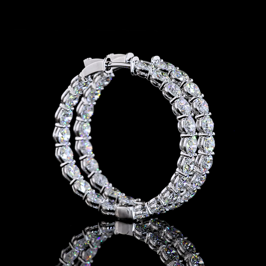 9.95 CTTW Round Lab Diamond Hoops Earring (E Color and VS1 Clarity)