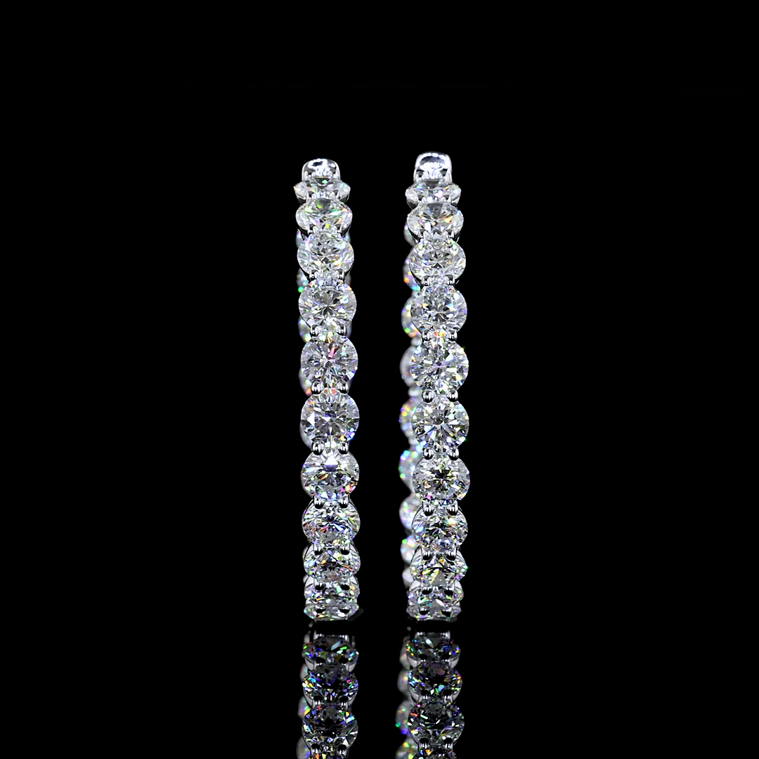 10.21 CTTW Round Lab Diamond Hoops Earring (E Color and VS1 Clarity)