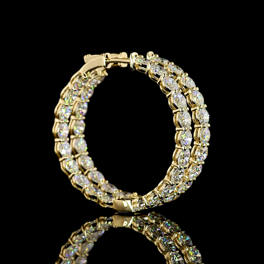 10.06 CTTW Round Lab Grown Diamond Hoops Earring 30mm (E Color and VS Clarity)