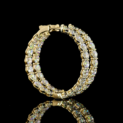 10.06 CTTW Round Lab Grown Diamond Hoops Earring 30mm (E Color and VS Clarity)