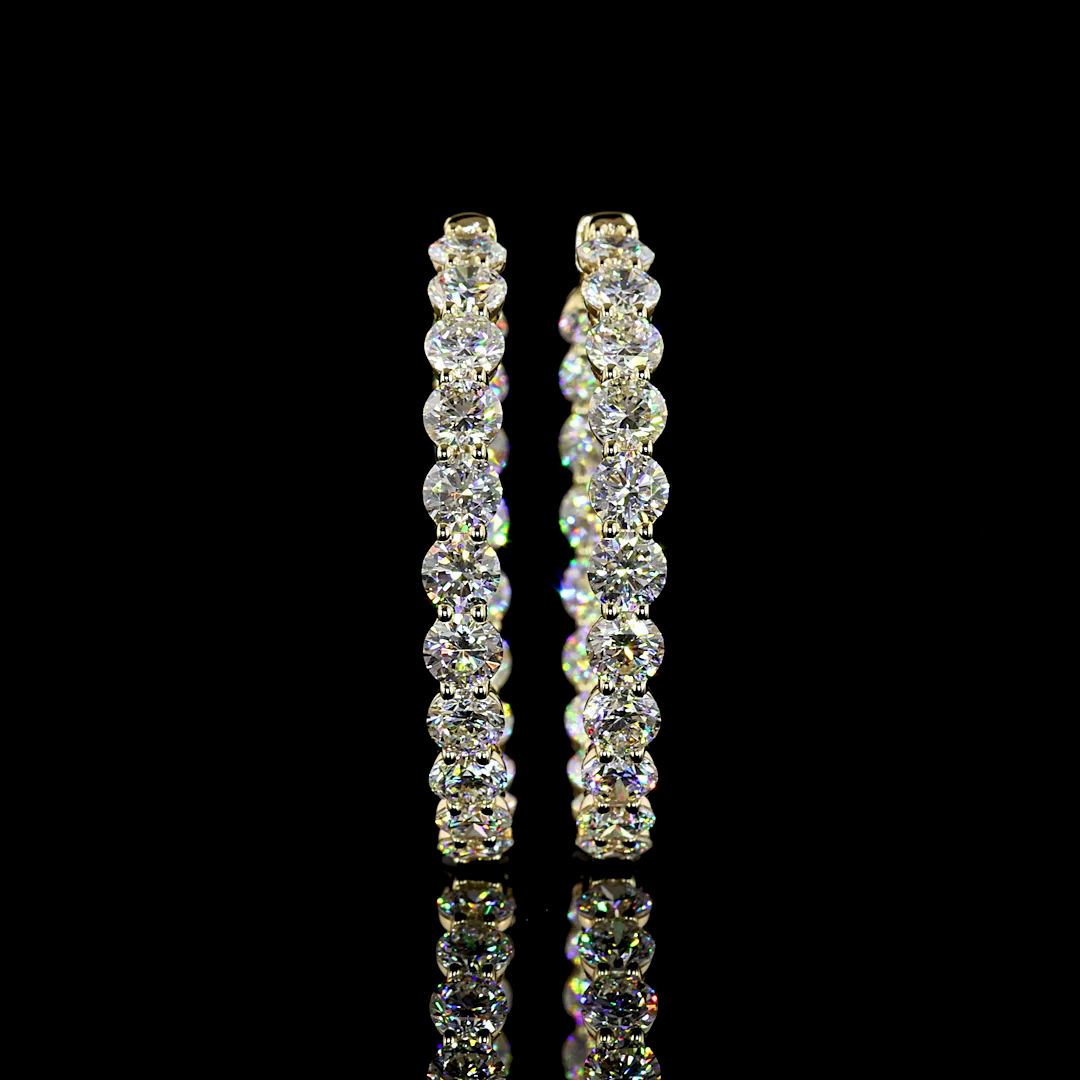 10.06 CTTW Round Lab Grown Diamond Hoops Earring 30mm (E Color and VS Clarity)
