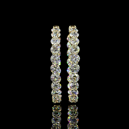 10.06 CTTW Round Lab Grown Diamond Hoops Earring 30mm (E Color and VS Clarity)