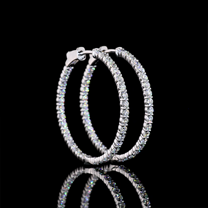 2.23 CTTW Round Natural Diamond Hoops Earring 30mm (H Color and SI Clarity)