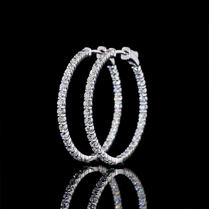 2.23 CTTW Round Natural Diamond Hoops Earring 30mm (H Color and SI Clarity)