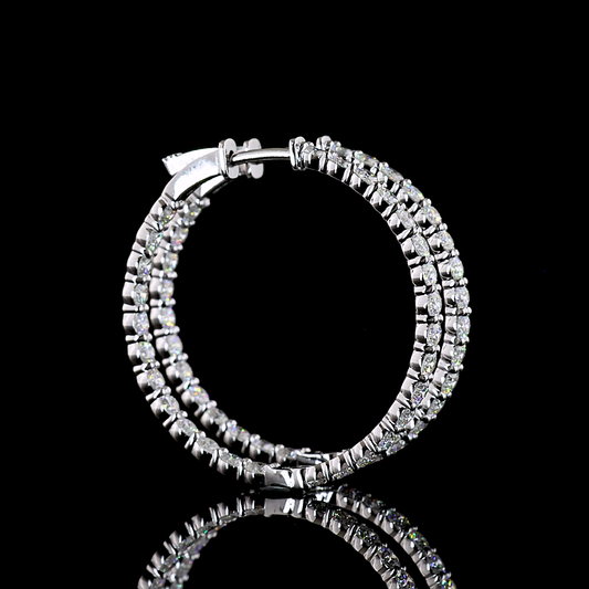 3.18 CTTW Round Lab Diamond Hoops Earring (E Color and VS Clarity)
