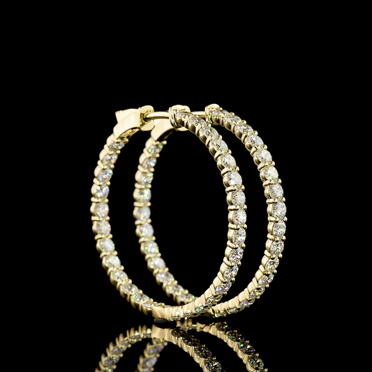 3.02 CTTW Round Lab Grown Diamond Hoops Earring 27.22mm (E Color and VS1 Clarity)