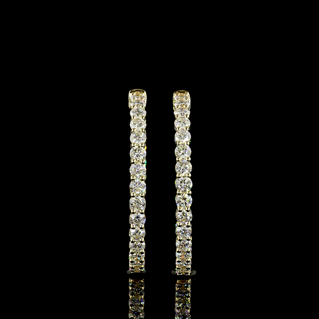 3.02 CTTW Round Lab Grown Diamond Hoops Earring 27.22mm (E Color and VS1 Clarity)