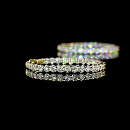 3.02 CTTW Round Lab Grown Diamond Hoops Earring 27.22mm (E Color and VS1 Clarity)