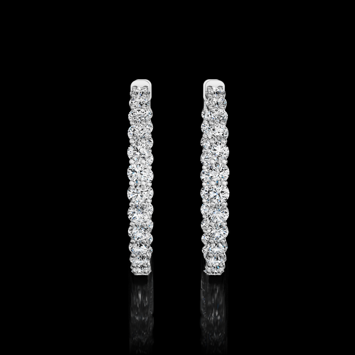 4.19 CTTW Round Natural Diamond Hoops Earring 32.3mm (H Color and SI Clarity)