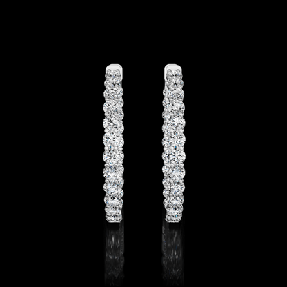 4.19 CTTW Round Natural Diamond Hoops Earring 32.3mm (H Color and SI Clarity)