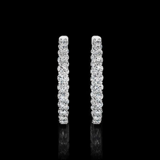 4.19 CTTW Round Lab Diamond Hoops Earring (H Color and SI Clarity)