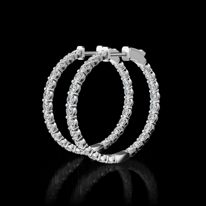 4.19 CTTW Round Natural Diamond Hoops Earring 32.3mm (H Color and SI Clarity)