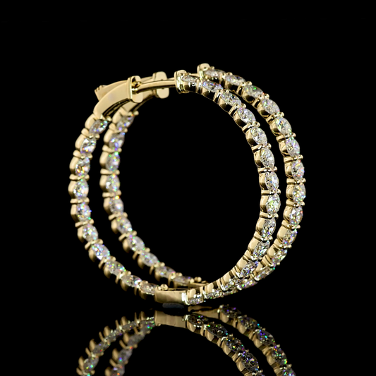4.54 CTTW Round Lab Grown Diamond Hoops Earring 30mm (E Color and VS1 Clarity)