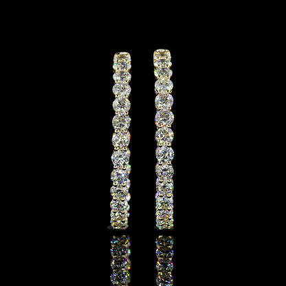 4.54 CTTW Round Lab Grown Diamond Hoops Earring 30mm (E Color and VS1 Clarity)