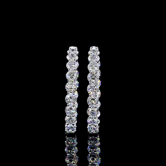 7.03 CTTW Round Lab Diamond Hoops Earring (H Color and SI Clarity)