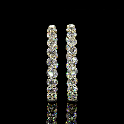 7.35 CTTW Round Lab Diamond Hoops Earring (E Color and VS1 Clarity)