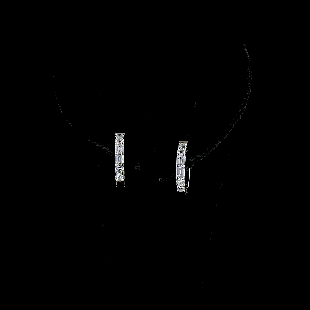 0.38 CTTW Emerald Lab Grown Diamond Huggies Earring 12.8mm (E Color and VS Clarity)