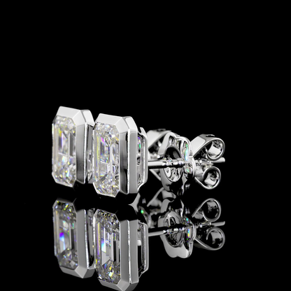 3.08 CTTW Emerald Lab Diamond Studs Earring 14k White Gold E Color and VVS2 Clarity jewelry-spot-usa