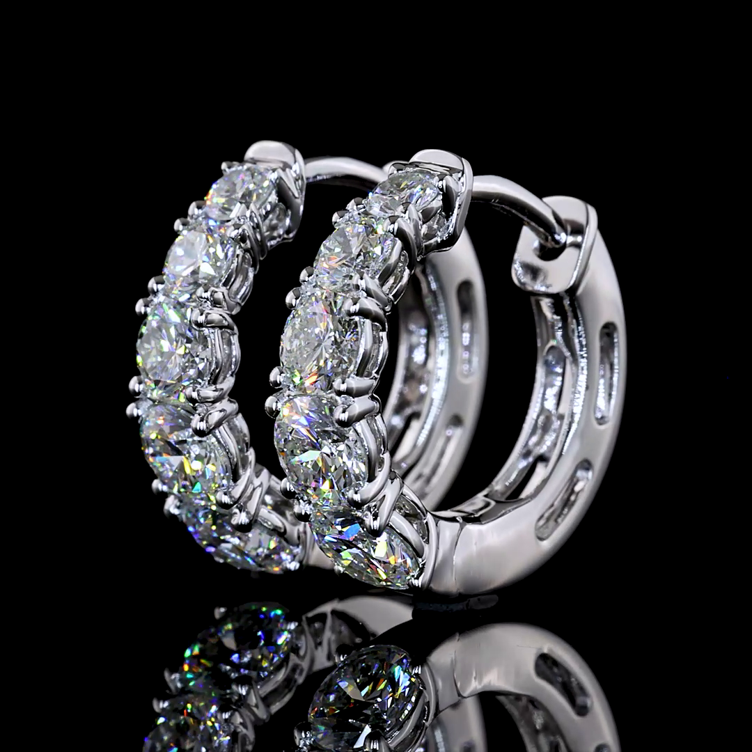1.57 CTTW Round Natural Diamond Huggies Earring 15.05mm (H Color and SI Clarity)