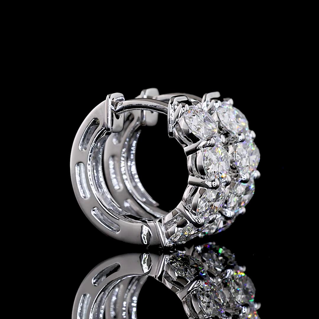 2.09 CTTW Oval Lab Grown Diamond Huggies Earring 15.15mm (E Color and VS1 Clarity)