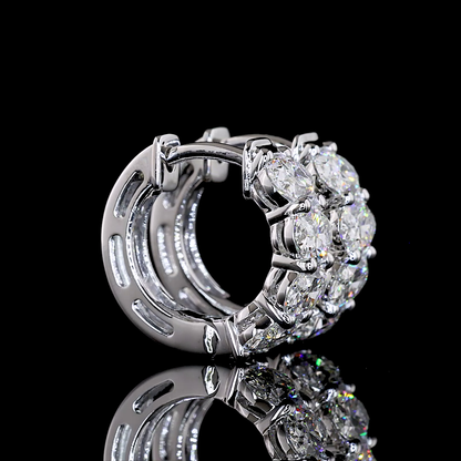 2.09 CTTW Oval Lab Grown Diamond Huggies Earring 15.15mm (E Color and VS1 Clarity)