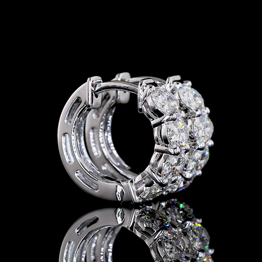 2.09 CTTW Oval Lab Grown Diamond Huggies Earring 15.15mm (E Color and VS1 Clarity)