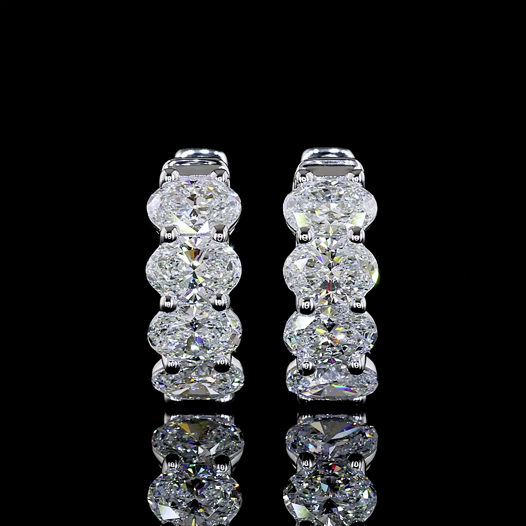 2.09 CTTW Oval Lab Grown Diamond Huggies Earring 15.15mm (E Color and VS1 Clarity)