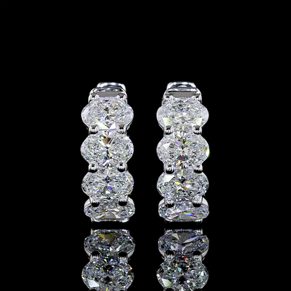 2.09 CTTW Oval Lab Grown Diamond Huggies Earring 15.15mm (E Color and VS1 Clarity)