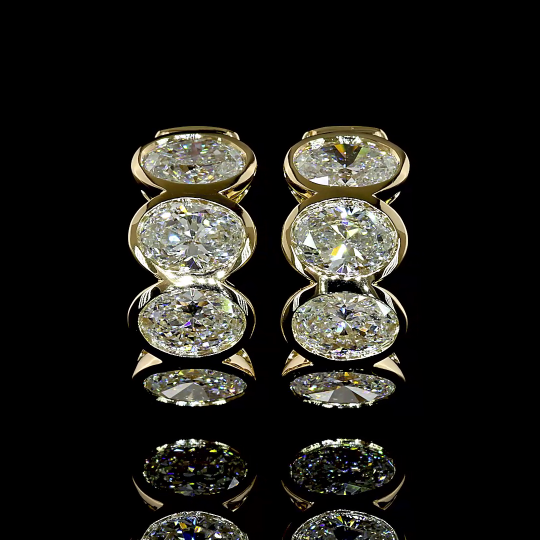 2.01 CTTW Oval Natural Diamond Huggies Earring 14.5mm (G-H/F Color and VS+ Clarity)