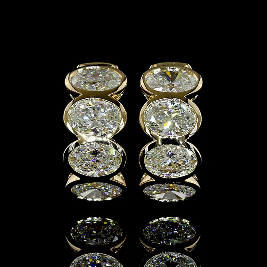 2.01 CTTW Oval Lab Diamond Huggies Earring (F/G-H Color and VS+ Clarity)