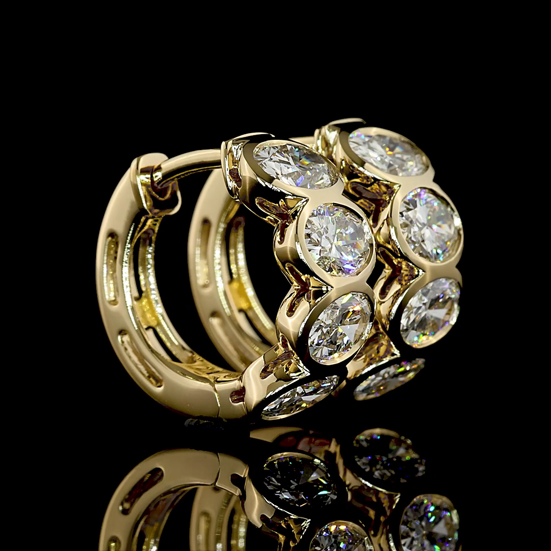 2.01 CTTW Oval Natural Diamond Huggies Earring 14.5mm (G-H/F Color and VS+ Clarity)