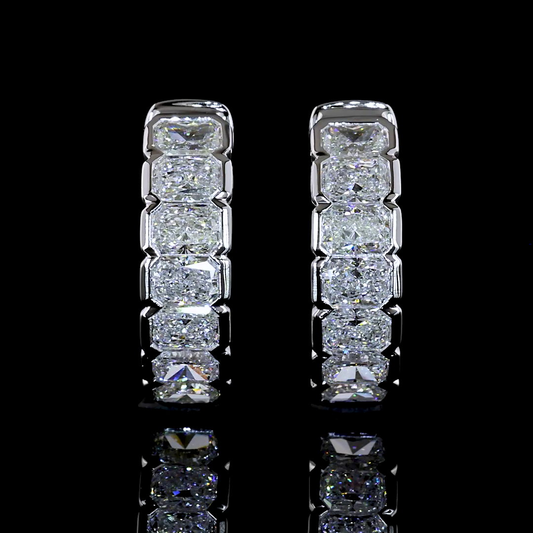 0.98 CTTW Radiant Lab Diamond Huggies Earring (F Color and VS+ Clarity)