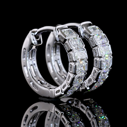 0.98 CTTW Radiant Lab Diamond Huggies Earring (F Color and VS+ Clarity)