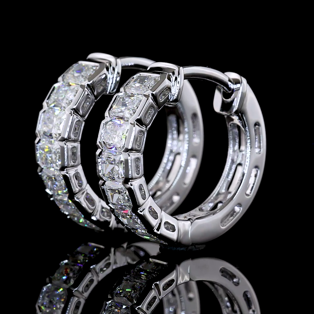0.98 CTTW Radiant Lab Diamond Huggies Earring (F Color and VS+ Clarity)