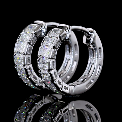 0.98 CTTW Radiant Lab Diamond Huggies Earring (F Color and VS+ Clarity)