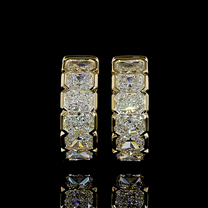 1.98 CTTW Radiant Lab Diamond Huggies Earring (F Color and VS+ Clarity)