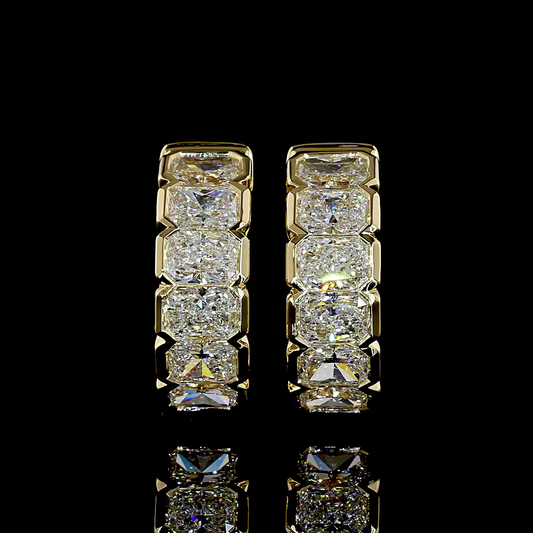 1.98 CTTW Radiant Natural Diamond Huggies Earring 14.9mm (F Color and VS+ Clarity)