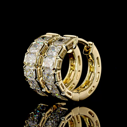 1.98 CTTW Radiant Natural Diamond Huggies Earring 14.9mm (F Color and VS+ Clarity)