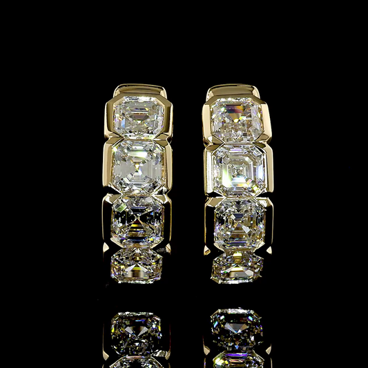 2.03 CTTW Asscher Lab Diamond Huggies Earring (F Color and VS+ Clarity)