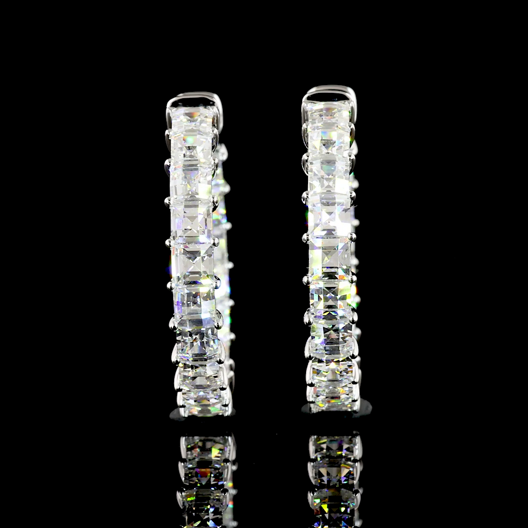5.55 CTTW Antique Asscher Lab Diamond Hoops Earring 14k White Gold E Color and VVS2 Clarity jewelry-spot-usa