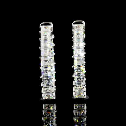 5.55 CTTW Antique Asscher Lab Diamond Hoops Earring 14k White Gold E Color and VVS2 Clarity jewelry-spot-usa