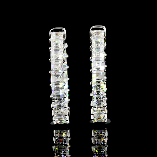 5.55 CTTW Antique Asscher Lab Diamond Hoops Earring 14k White Gold E Color and VVS2 Clarity jewelry-spot-usa