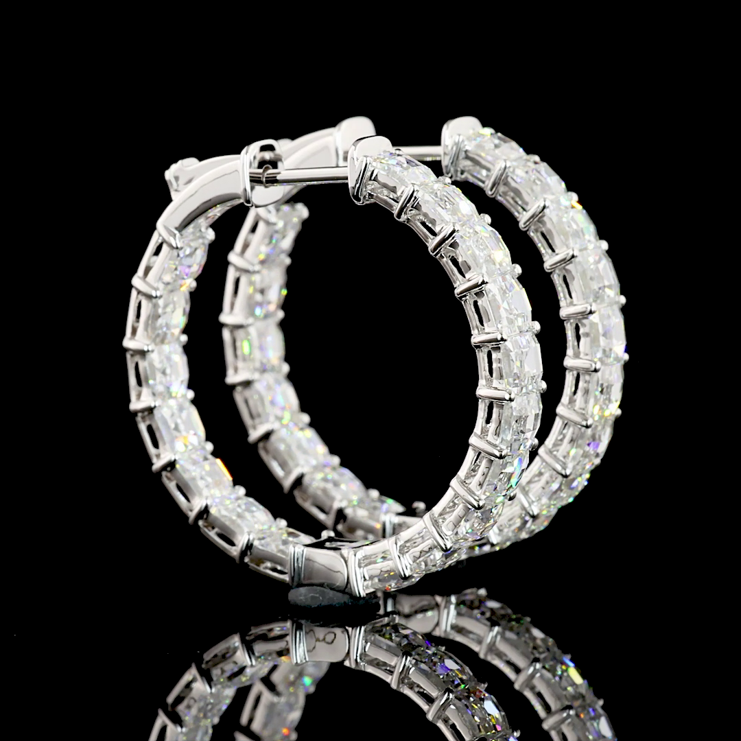 5.55 CTTW Antique Asscher Lab Diamond Hoops Earring 14k White Gold E Color and VVS2 Clarity jewelry-spot-usa