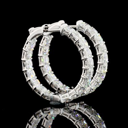 5.55 CTTW Antique Asscher Lab Diamond Hoops Earring 14k White Gold E Color and VVS2 Clarity jewelry-spot-usa