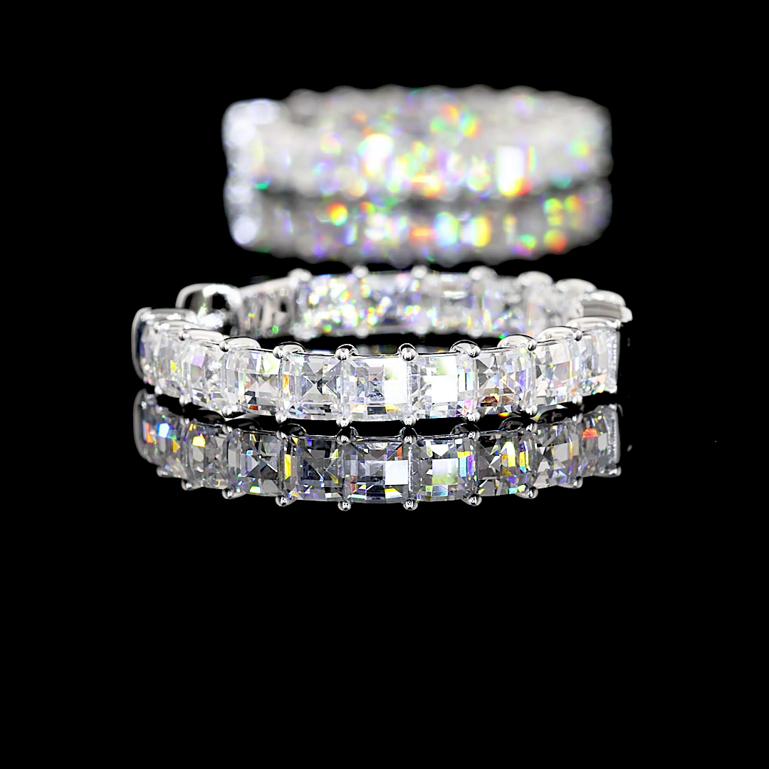 5.55 CTTW Antique Asscher Lab Diamond Hoops Earring 14k White Gold E Color and VVS2 Clarity jewelry-spot-usa