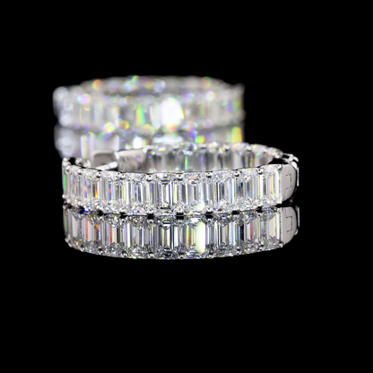 8.10 CTTW Emerald Lab Diamond Hoops Earring 25mm 14k White Gold E Color and VVS2 Clarity jewelry-spot-usa