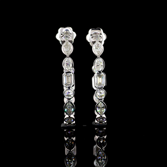 5.98 CTTW MIX Lab Diamond C Hoops Earring Size 32 14k White Gold E Color and VS1 Clarity jewelry-spot-usa