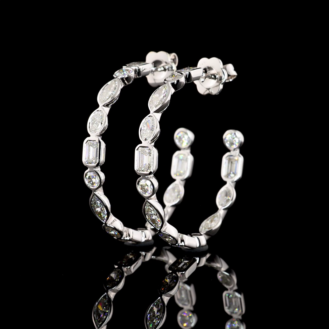 5.98 CTTW MIX Lab Diamond C Hoops Earring (E/F Color and VS1 Clarity)